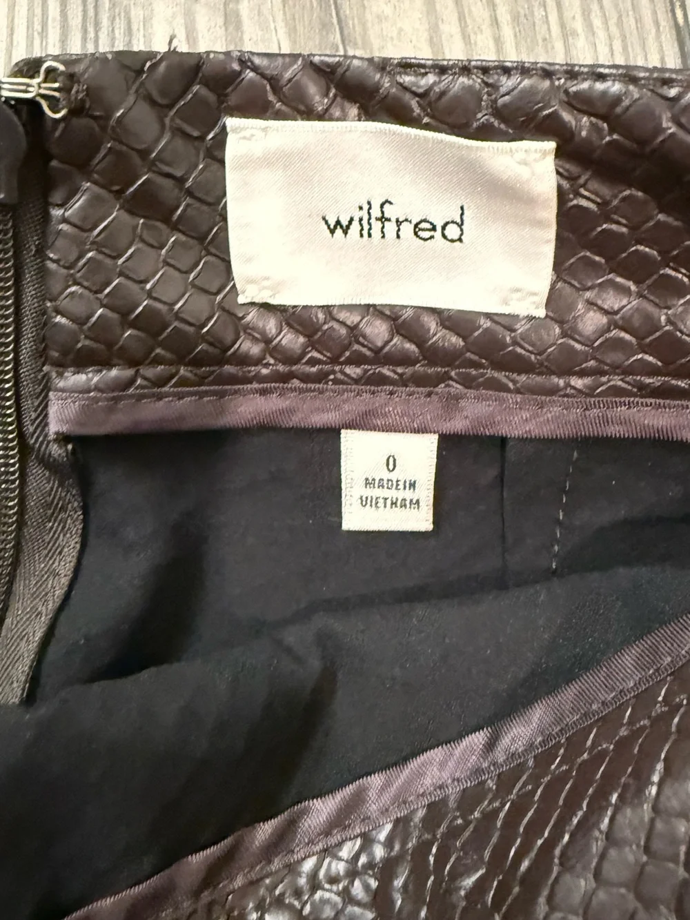 Wilfred Brown Faux Croc Mini Skirt | Aritzia